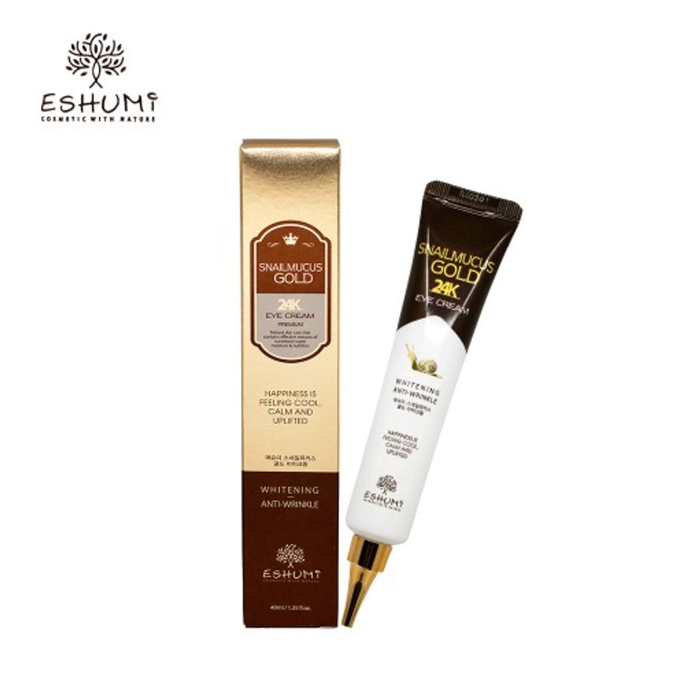 [ESHUMI] Snail Mucus Gold Eye Cream 40ml – 1,000ppm Snail Filtrate & 1,000ppb 24K Gold for Moisture, Nutrition, and Skin Elasticity for Bright, Vibrant Eyes - Made in Korea